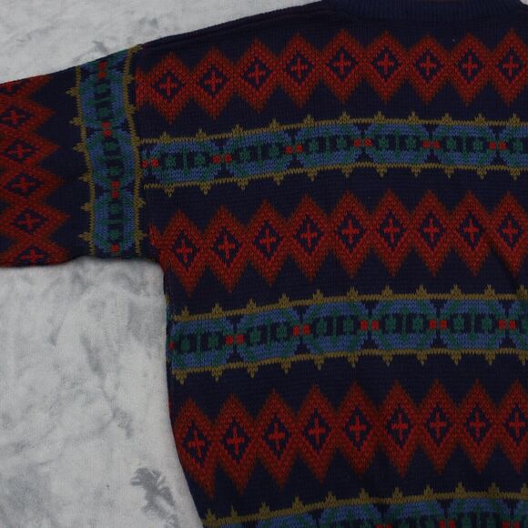 Trend Basics Sweaters Mens L Multicolor Geometric Long Sleeve Crew Neck Pullover - Picture 13 of 16